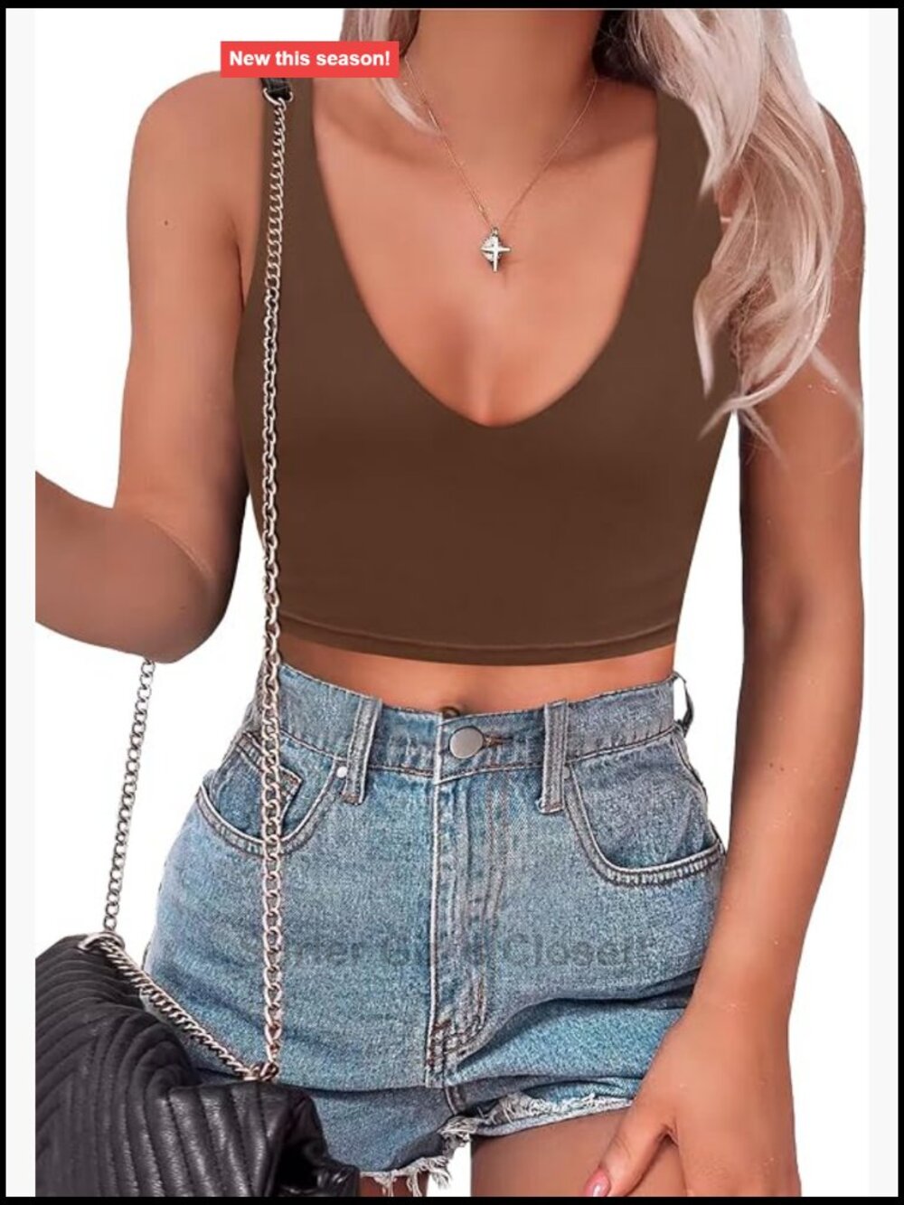 Double Lined Plunge Deep V Neck Sleeveless Backless Crop Tank Top